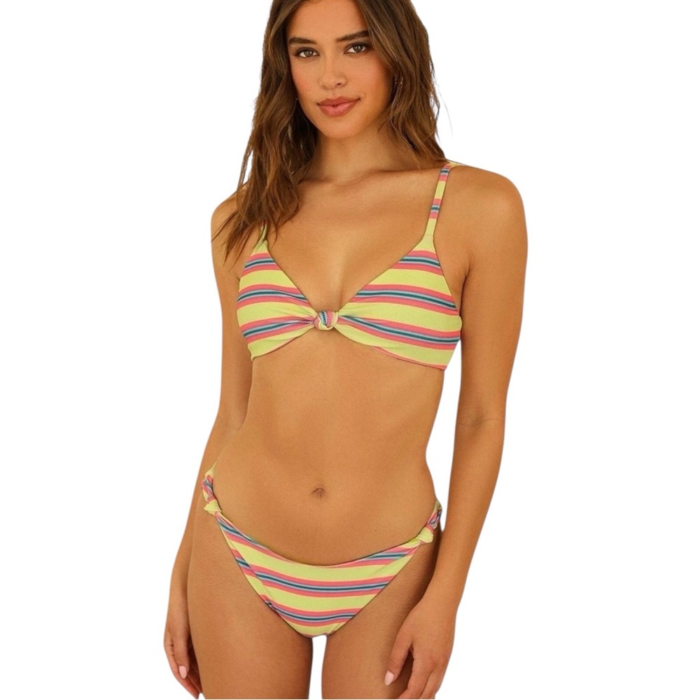 DIPPIN DAISYS Women’s Y2K Stripe Neon Bikini Top & Bottom Size Medium